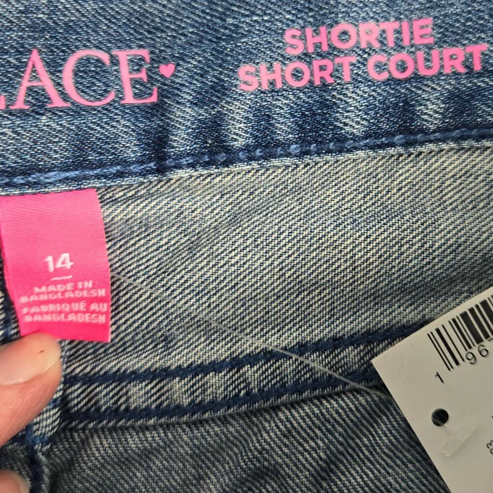 THE CHILDREN'S PLACE Girls' Denim Skimmer Shorts Sz 14 Blue- Ruby Frayed Seam